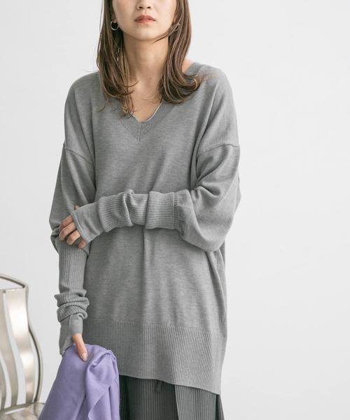 KBF（ケイビーエフ）の「アームウォーマーSETロングニット（ニット/セーター・レディース・グレー/レッド/ブラウン・ONE）」の2枚目の写真