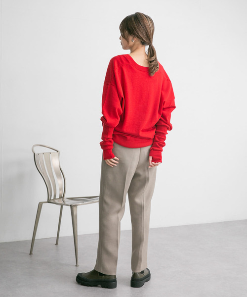 KBF（ケイビーエフ）の「アームウォーマーSETロングニット（ニット/セーター・レディース・グレー/レッド/ブラウン・ONE）」の10枚目の写真