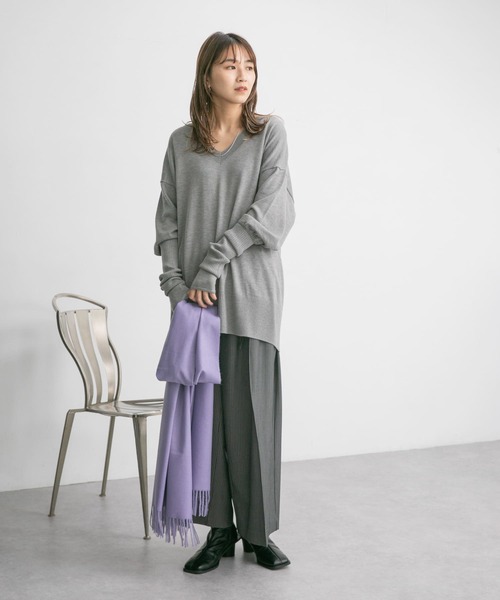 KBF（ケイビーエフ）の「アームウォーマーSETロングニット（ニット/セーター・レディース・グレー/レッド/ブラウン・ONE）」の15枚目の写真