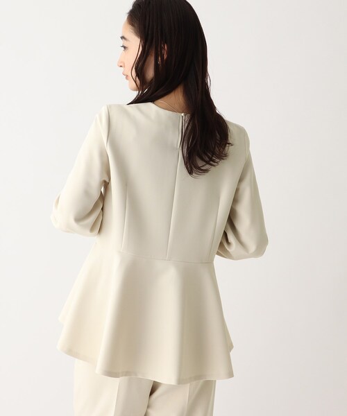 OPAQUE.CLIP（オペークドットクリップ）の「◆DELEGANT ダブルクロスペプラムブラウス【OPAQUE.CLIP NAVY】（シャツ/ブラウス・レディース・ナチュラル/ブラック/ネイビー・34/36/38/42/40）」の16枚目の写真