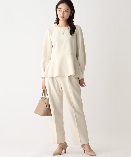 OPAQUE.CLIP（オペークドットクリップ）の「◆DELEGANT ダブルクロスペプラムブラウス【OPAQUE.CLIP NAVY】（シャツ/ブラウス・レディース・ナチュラル/ブラック/ネイビー・34/36/38/42/40）」の7枚目の写真