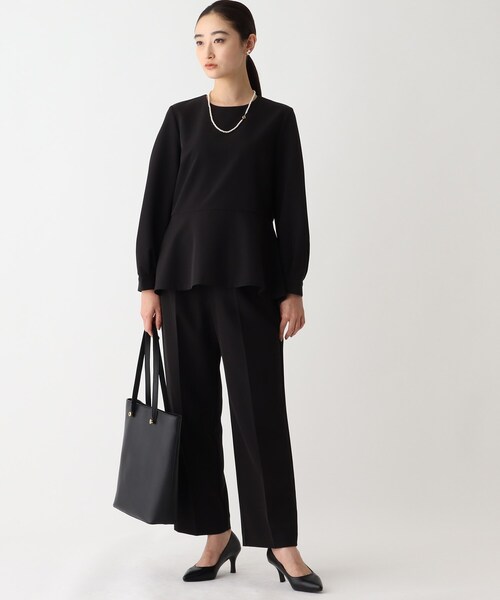 OPAQUE.CLIP（オペークドットクリップ）の「◆DELEGANT ダブルクロスペプラムブラウス【OPAQUE.CLIP NAVY】（シャツ/ブラウス・レディース・ナチュラル/ブラック/ネイビー・34/36/38/42/40）」の11枚目の写真