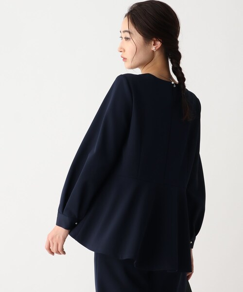 OPAQUE.CLIP（オペークドットクリップ）の「◆DELEGANT ダブルクロスペプラムブラウス【OPAQUE.CLIP NAVY】（シャツ/ブラウス・レディース・ナチュラル/ブラック/ネイビー・34/36/38/42/40）」の20枚目の写真