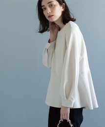 OPAQUE.CLIP | DELEGANT ダブルクロスペプラムブラウス【OPAQUE.CLIP NAVY】(シャツ/ブラウス)