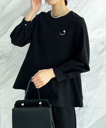 OPAQUE.CLIP | DELEGANT ダブルクロスペプラムブラウス【OPAQUE.CLIP NAVY】(シャツ/ブラウス)