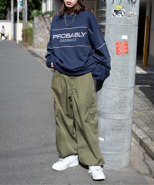 WEGO（ウィゴー）の「WEGO/パイピング裏起毛BIGスウェット（スウェット・レディース・オフホワイト/ネイビー・FREE）」の21枚目の写真