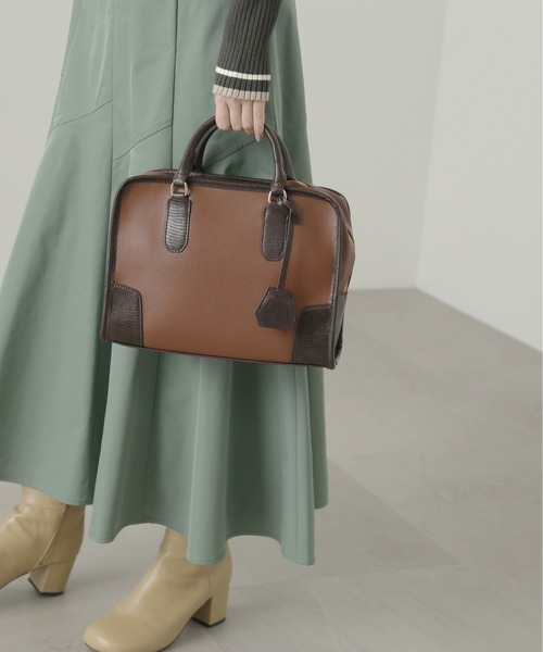 N.（N. Natural Beauty Basic）（エヌエヌナチュラルビューティーベーシック）の「【横田ひかるさん着用】スクエアボストンバッグ（トートバッグ・レディース・ホワイト系その他/ブラウン/グリーン・ﾌﾘ-）」の9枚目の写真