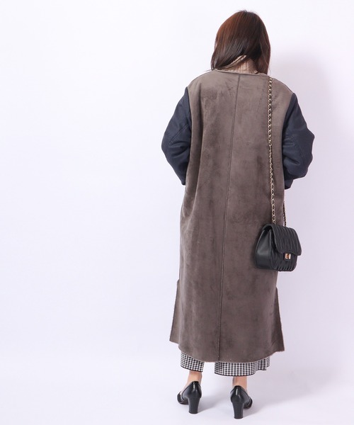 EGLANTINE(エグランティーヌ)の「EGLANTINE フェイクムートン リバーシブルコート(ムートンコート・レディース・ライトベージュ/モカ/チャコール・40)」の10枚目の写真