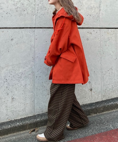shesame タータンチェックストレートパンツ shesame（シーセム）の「ツータックチェックストレートパンツ