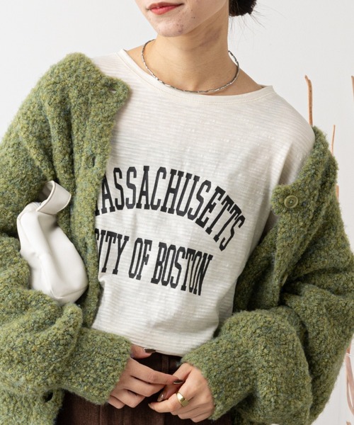 CIAOPANIC TYPY（チャオパニックティピー）の「シアーボーダーロゴTee（Tシャツ/カットソー・レディース・チャコールグレー/ホワイト/ブラック・ONE SIZE）」の2枚目の写真