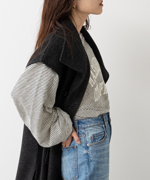 CIAOPANIC TYPY（チャオパニックティピー）の「シアーボーダーロゴTee（Tシャツ/カットソー・レディース・チャコールグレー/ホワイト/ブラック・ONE SIZE）」の15枚目の写真