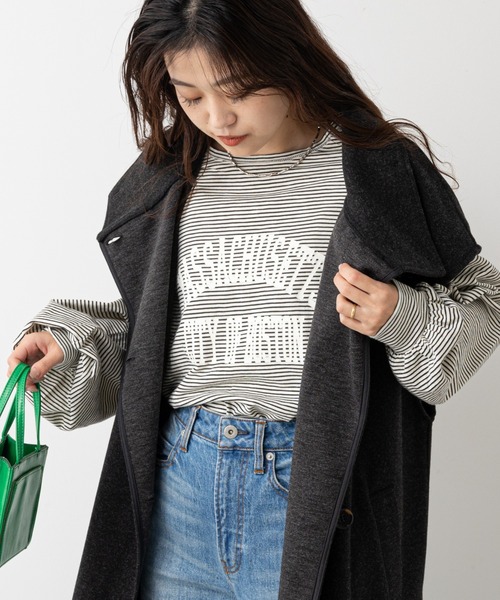 CIAOPANIC TYPY（チャオパニックティピー）の「シアーボーダーロゴTee（Tシャツ/カットソー・レディース・チャコールグレー/ホワイト/ブラック・ONE SIZE）」の13枚目の写真