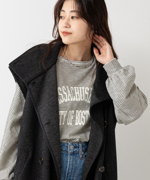 CIAOPANIC TYPY（チャオパニックティピー）の「シアーボーダーロゴTee（Tシャツ/カットソー・レディース・チャコールグレー/ホワイト/ブラック・ONE SIZE）」の14枚目の写真