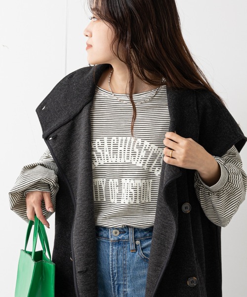 CIAOPANIC TYPY（チャオパニックティピー）の「シアーボーダーロゴTee（Tシャツ/カットソー・レディース・チャコールグレー/ホワイト/ブラック・ONE SIZE）」の12枚目の写真