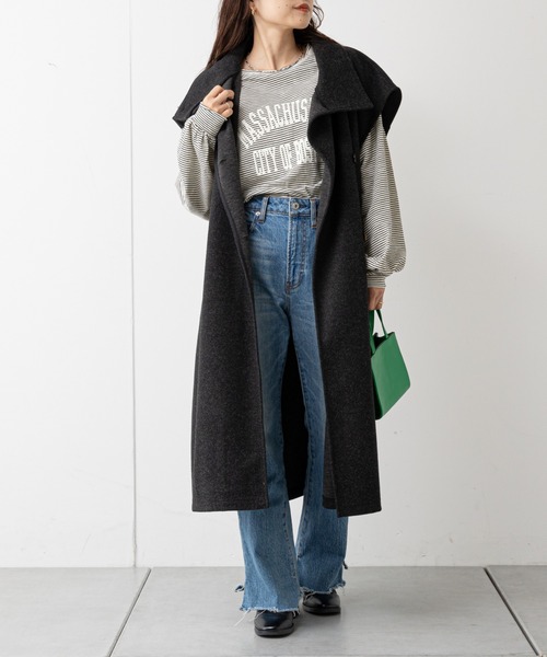 CIAOPANIC TYPY（チャオパニックティピー）の「シアーボーダーロゴTee（Tシャツ/カットソー・レディース・チャコールグレー/ホワイト/ブラック・ONE SIZE）」の16枚目の写真