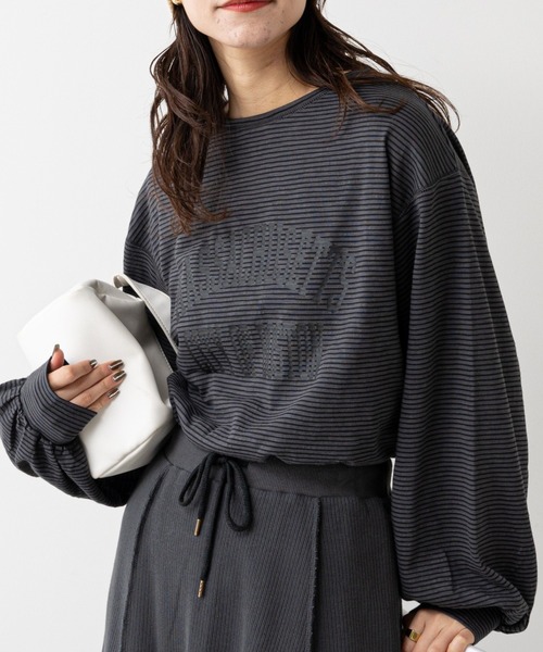 CIAOPANIC TYPY（チャオパニックティピー）の「シアーボーダーロゴTee（Tシャツ/カットソー・レディース・チャコールグレー/ホワイト/ブラック・ONE SIZE）」の21枚目の写真