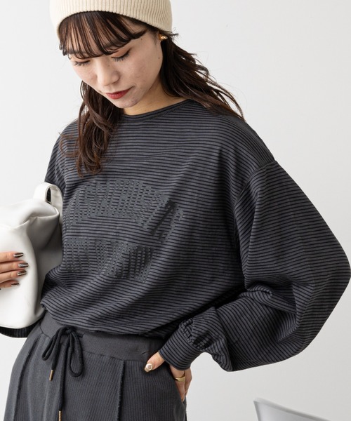 CIAOPANIC TYPY（チャオパニックティピー）の「シアーボーダーロゴTee（Tシャツ/カットソー・レディース・チャコールグレー/ホワイト/ブラック・ONE SIZE）」の22枚目の写真