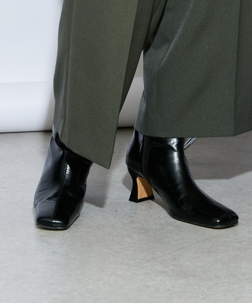 Lui's（ルイス）の「ローヒールスクエアトゥショートブーツ（ブーツ・レディース・ブラック/オフホワイト・24.5cm/23.5cm）」の13枚目の写真