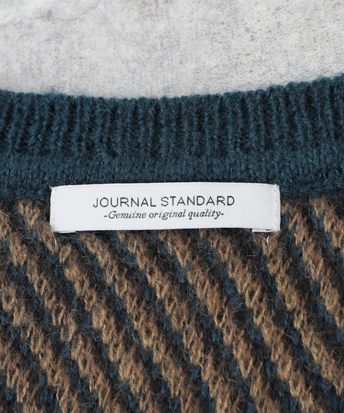 JOURNAL STANDARD（ジャーナルスタンダード）の「モヘアミックス ジャガードチェックニット（ニット/セーター・メンズ・ライトグリーン/ベージュ・MEDIUM/LARGE）」の13枚目の写真