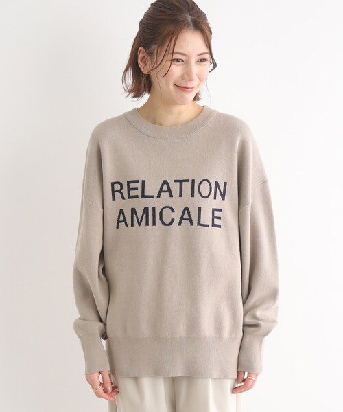 SHOO・LA・RUE（シューラルー）の「◆【洗える】ナチュラルに体型カバー ロゴニット（ニット/セーター・レディース・グレー/ダークネイビー/ライトベージュ・00）」の4枚目の写真