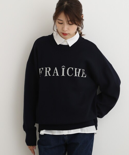 SHOO・LA・RUE（シューラルー）の「◆【洗える】ナチュラルに体型カバー ロゴニット（ニット/セーター・レディース・グレー/ダークネイビー/ライトベージュ・00）」の20枚目の写真