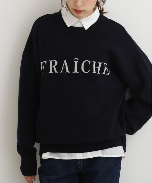 SHOO・LA・RUE（シューラルー）の「◆【洗える】ナチュラルに体型カバー ロゴニット（ニット/セーター・レディース・グレー/ダークネイビー/ライトベージュ・00）」の3枚目の写真