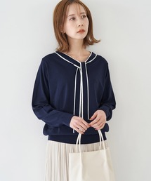 ROPE' PICNIC | UVケア・洗濯機OK/ライン入りボウタイニットプルオーバー(カーディガン/ボレロ)