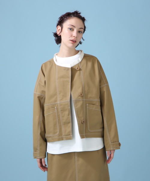 AVIREX（アヴィレックス）の「《WEB&DEPOT限定》ANTIFOULING LINE JACKET/ アンティフォーリング ラインジャケット（ブルゾン・レディース・ブラック/カーキブラウン・FREE）」の3枚目の写真