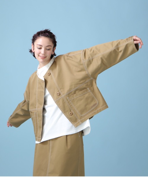 AVIREX（アヴィレックス）の「《WEB&DEPOT限定》ANTIFOULING LINE JACKET/ アンティフォーリング ラインジャケット（ブルゾン・レディース・ブラック/カーキブラウン・FREE）」の4枚目の写真