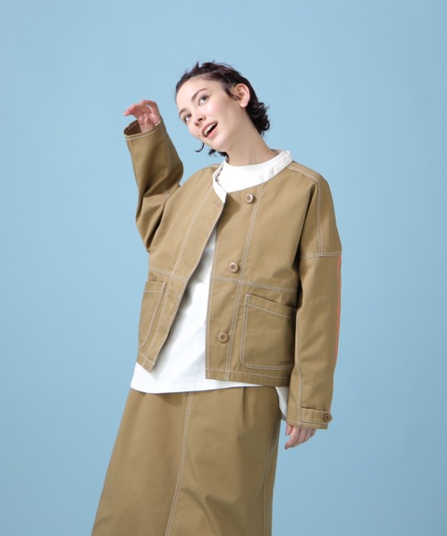 AVIREX（アヴィレックス）の「《WEB&DEPOT限定》ANTIFOULING LINE JACKET/ アンティフォーリング ラインジャケット（ブルゾン・レディース・ブラック/カーキブラウン・FREE）」の5枚目の写真