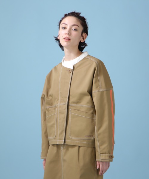 AVIREX（アヴィレックス）の「《WEB&DEPOT限定》ANTIFOULING LINE JACKET/ アンティフォーリング ラインジャケット（ブルゾン・レディース・ブラック/カーキブラウン・FREE）」の6枚目の写真