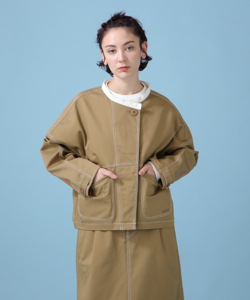 AVIREX（アヴィレックス）の「《WEB&DEPOT限定》ANTIFOULING LINE JACKET/ アンティフォーリング ラインジャケット（ブルゾン・レディース・ブラック/カーキブラウン・FREE）」の7枚目の写真