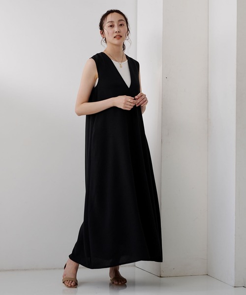 UR'S（ユアーズ）の「リネンライク前後2wayフレアワンピース（ワンピース・レディース・ライトブルー/ブラック/ネイビー・M/PS(XS－S)/L/S）」の22枚目の写真