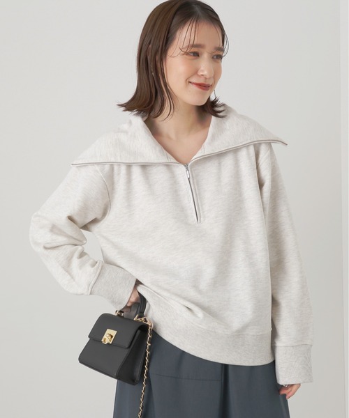 N.（N. Natural Beauty Basic）（エヌエヌナチュラルビューティーベーシック）の「◆ハーフジップスウェット（スウェット・レディース・スミクロ/イエロー/杢グレー・MEDIUM）」の3枚目の写真