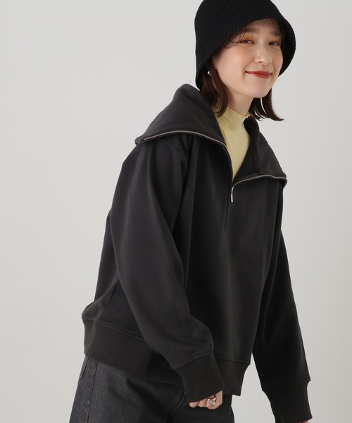 N.（N. Natural Beauty Basic）（エヌエヌナチュラルビューティーベーシック）の「◆ハーフジップスウェット（スウェット・レディース・スミクロ/イエロー/杢グレー・MEDIUM）」の2枚目の写真