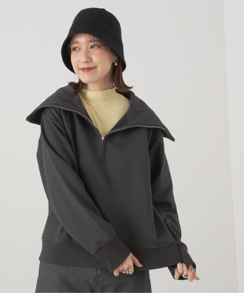 N.（N. Natural Beauty Basic）（エヌエヌナチュラルビューティーベーシック）の「◆ハーフジップスウェット（スウェット・レディース・スミクロ/イエロー/杢グレー・MEDIUM）」の4枚目の写真