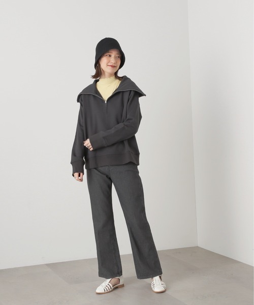 N.（N. Natural Beauty Basic）（エヌエヌナチュラルビューティーベーシック）の「◆ハーフジップスウェット（スウェット・レディース・スミクロ/イエロー/杢グレー・MEDIUM）」の5枚目の写真