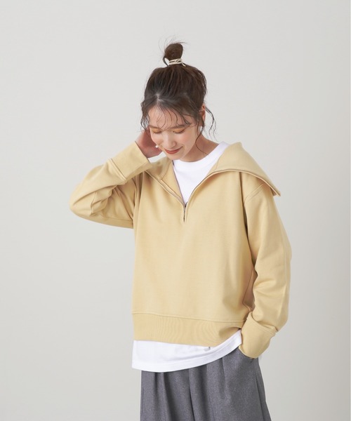 N.（N. Natural Beauty Basic）（エヌエヌナチュラルビューティーベーシック）の「◆ハーフジップスウェット（スウェット・レディース・スミクロ/イエロー/杢グレー・MEDIUM）」の15枚目の写真