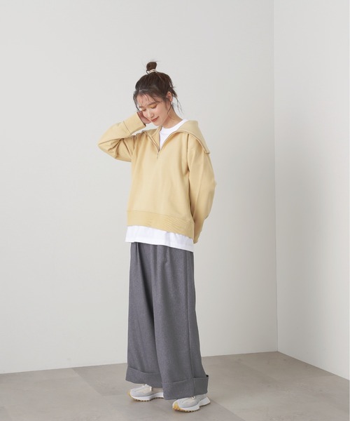 N.（N. Natural Beauty Basic）（エヌエヌナチュラルビューティーベーシック）の「◆ハーフジップスウェット（スウェット・レディース・スミクロ/イエロー/杢グレー・MEDIUM）」の14枚目の写真