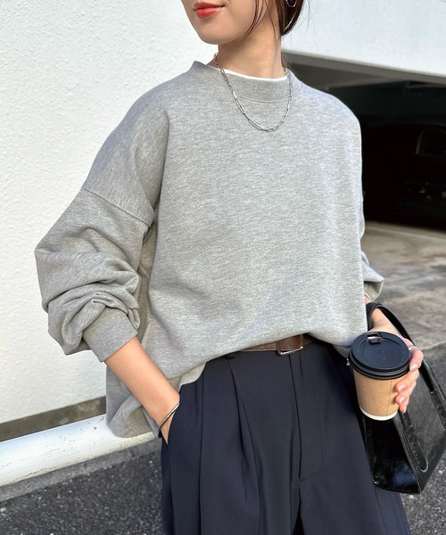 andme（アンドミー）の「【新色追加】スウェットボリューム袖トップス（スウェット・レディース・ホワイト/ブラック/オートミール/ライトベージュ/ライトピンク/ブルー/ライトブルー/ブラウン/イエロー/コーラルピンク/ネイビー/杢グレー・FREE）」の4枚目の写真