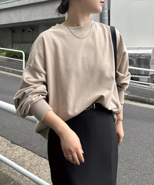 裏毛ボリューム長袖スウェットトップス