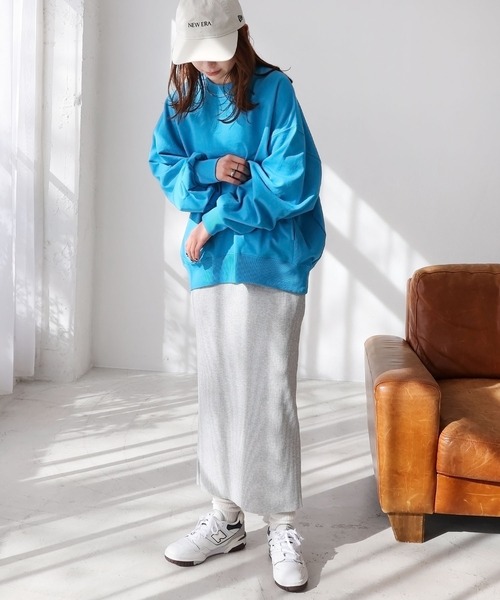 裏毛ボリューム長袖スウェットトップス