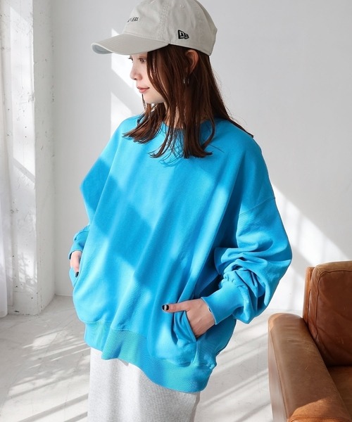 裏毛ボリューム長袖スウェットトップス