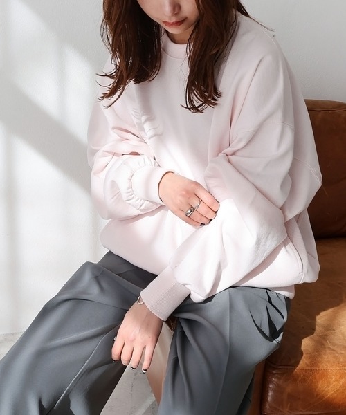 セール】【新色追加】裏毛スウェットボリューム袖トップス