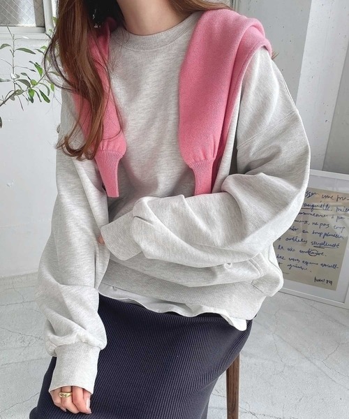 裏毛ボリューム長袖スウェットトップス