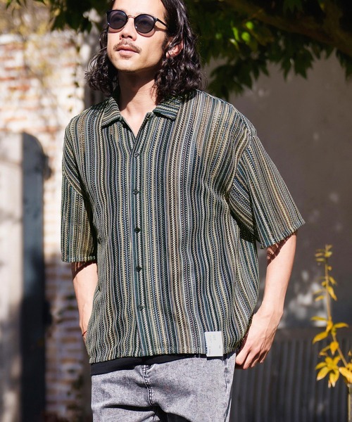 CAMBIO(カンビオ)の「mhs1930- Openwork Open Collar Short Sleeve Shirts シャツ(シャツ/ブラウス・メンズ・カーキ/パープル・M/L)」の21枚目の写真