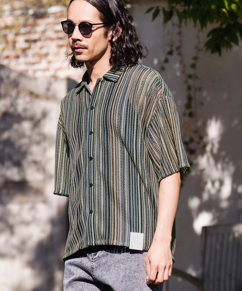 CAMBIO(カンビオ)の「mhs1930- Openwork Open Collar Short Sleeve Shirts シャツ(シャツ/ブラウス・メンズ・カーキ/パープル・M/L)」の22枚目の写真
