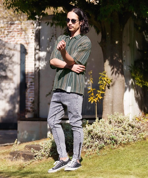 CAMBIO(カンビオ)の「mhs1930- Openwork Open Collar Short Sleeve Shirts シャツ(シャツ/ブラウス・メンズ・カーキ/パープル・M/L)」の3枚目の写真