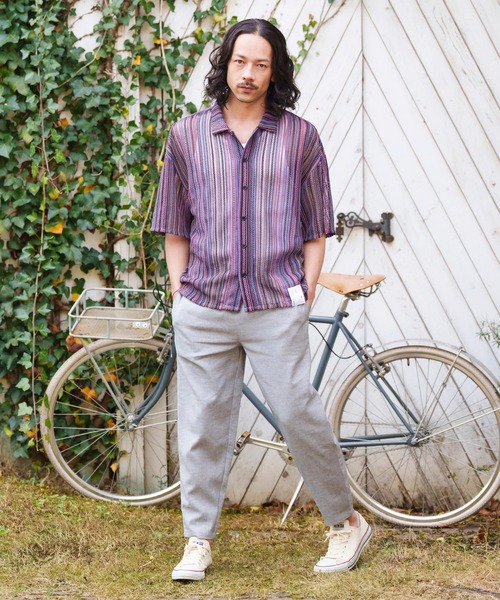 CAMBIO(カンビオ)の「mhs1930- Openwork Open Collar Short Sleeve Shirts シャツ(シャツ/ブラウス・メンズ・カーキ/パープル・M/L)」の9枚目の写真
