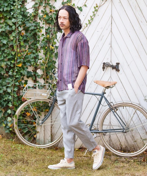CAMBIO(カンビオ)の「mhs1930- Openwork Open Collar Short Sleeve Shirts シャツ(シャツ/ブラウス・メンズ・カーキ/パープル・M/L)」の10枚目の写真